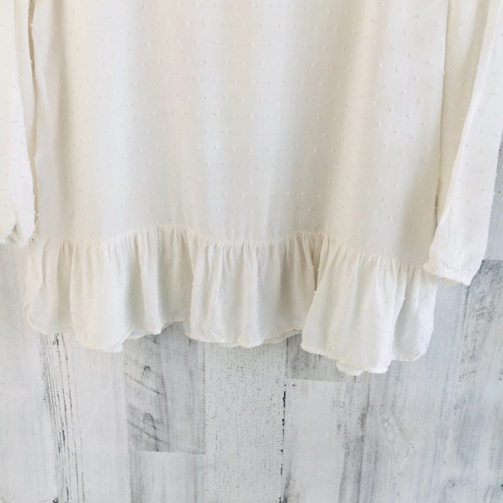 Velvet Graham Spencer Swiss Dot Ruffle Hem Top - Picture 3 of 11